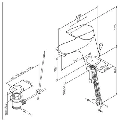 Смеситель для раковины Am.Pm Bliss L F5382132 с донным клапаном,хром