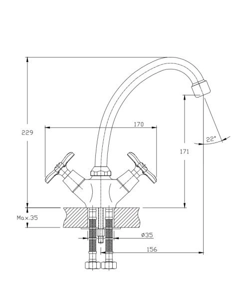 Смеситель для кухни RUSH Sakhalin SA5350-22 хром