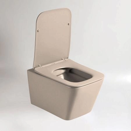 Унитаз подвесной Vincea Q-Line VT1-12MC безободковый, цвет капучино мат., ультратонкое soft close сиденье