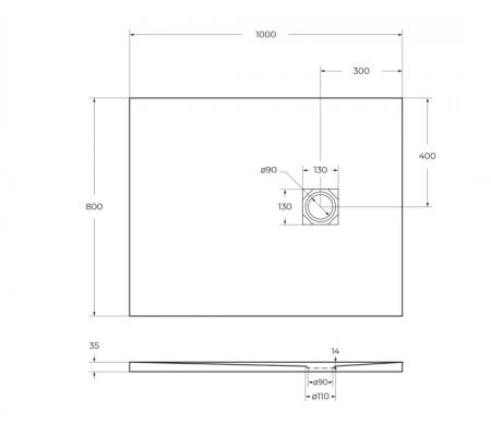 Душевой поддон BelBagno 120x90 искусственный камень чёрный матовый прямоугольный TRAY-MR-UNO-AH-120/90-35-NERO-CR