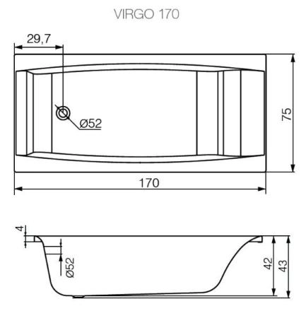 Ванна Cersanit Virgo 170x75 см