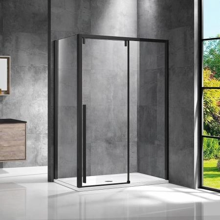 Душевой уголок Vincea Lugano VSR-1L1013CLB-1, 1300*1000,черный, стекло прозрачное