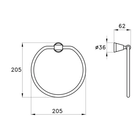 Stella 130 Полотенцедержатель кольцо 20.5см., подвесной 603 цвет: хром