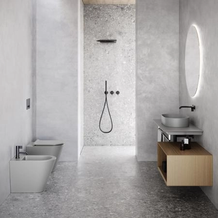 Catalano Zero Биде напольное 55x35см, с 1 отв., цвет: Cemento Satinato