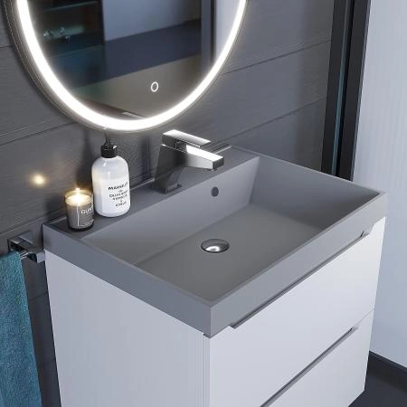 Раковина кварцевая Uperwood Classic Quartz 60 см, серая матовая, бетон