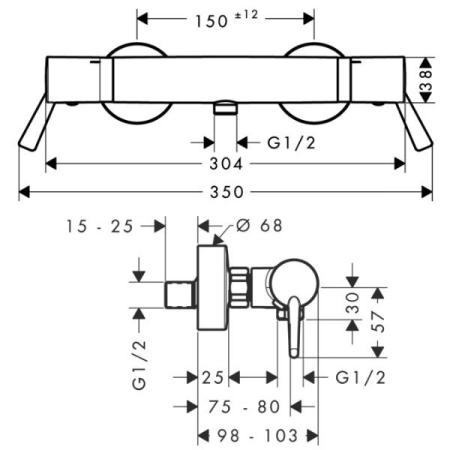 Hansgrohe Ecostat Comfort Смеситель для душа, настенный , термостат, цвет: хром