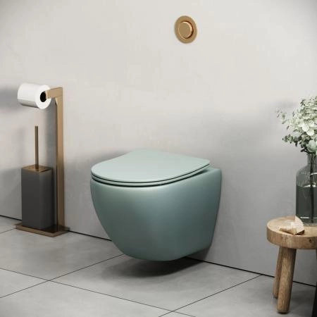 Унитаз Grossman GR-4455MNMS Color (485*365*360) МЯТНЫЙ МАТОВЫЙ подвесной Безободковый с тонкой крышкой