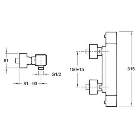 Смеситель Jacob Delafon STRAYT E9096-CP для душа термостат хром