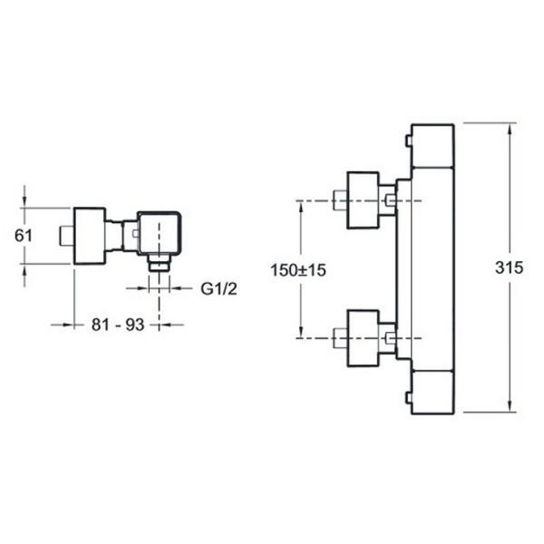 Смеситель Jacob Delafon STRAYT E9096-CP для душа термостат хром