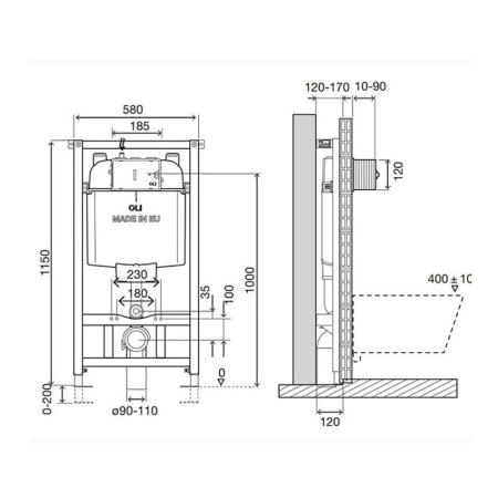 Инсталляция OLI 74 601801mNa00 + Панель слива Narro, хром глянцевый