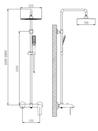 Душевая система ESKO со смесителем ST200Black черный