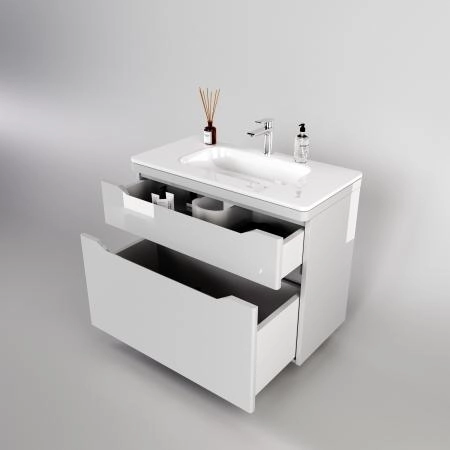 Тумба подвесная Style Line Марелла 90 (2 ящ.) Люкс антискрейтч белый глянец, PLUS