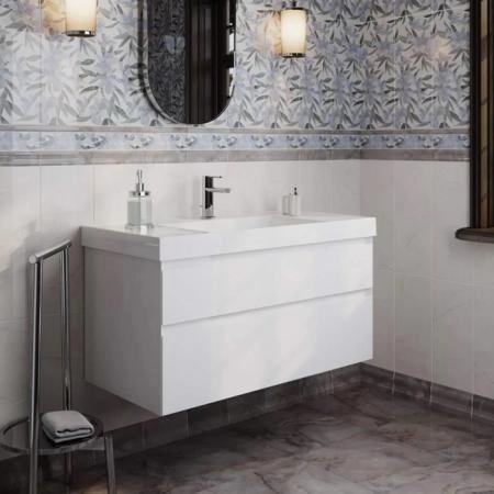 Раковина Kerama Marazzi CUBO КУБО CU.wb.100 подвесная\мебельная 100, белая глянцевая