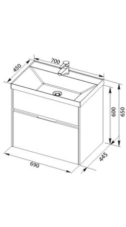 Тумба под раковину Aquanet Латина 70 цвет белый 2 ящика