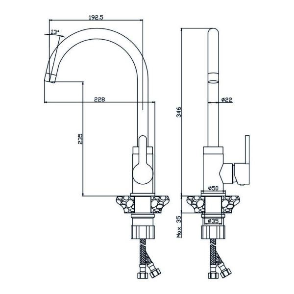 Смеситель OLIVES Torres 17430TR для кухни,хром