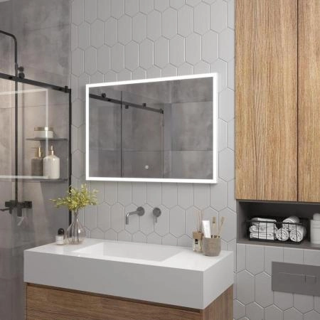 Зеркало Континент Frame white standart 1000x700 ЗЛП2 с подсветкой