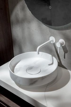 Раковина накладная Boheme SOLE Corian 400*130 Calacatta 801-CLCT