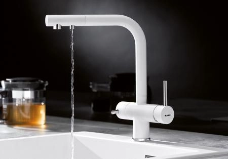 Смеситель Blanco Fontas II 525141 для кухни белый, с краном для фильтра