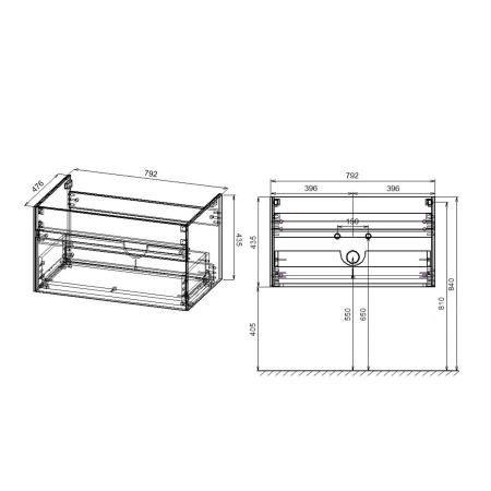 Тумба под раковину Vincea Chiara 800 подвесная, 1 выкатной ящик soft-close, G.Stone