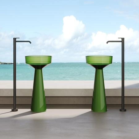 Dea Design Pedestal Basin Раковина 42.5х42.5х85см., напольная, без отв., Glasstech, прозрачная смола, цвет: Emerald R3