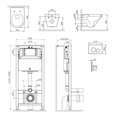 Комплект AM.PM Inspire IS49001.501700 инсталляция с унитазом и клавишей