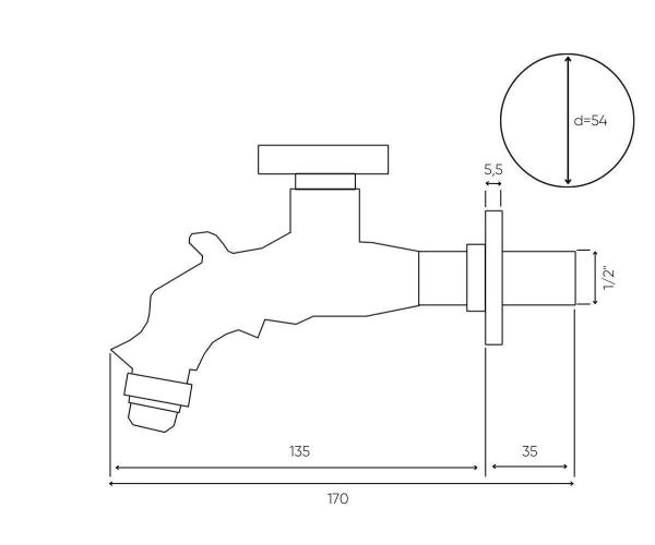 Сливной кран длинный Bronze de luxe (насадка-рассекатель) (21600) бронза
