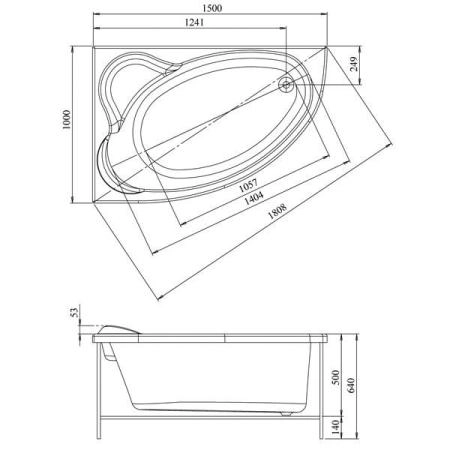 Ванна Aquanet Mayorca 150x100 без гидромассажа правая