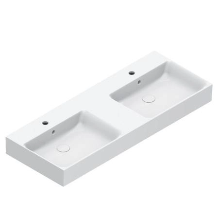 Catalano Premium Раковина 120x47см двойная, с 2 отв., цвет: белый глянцевый