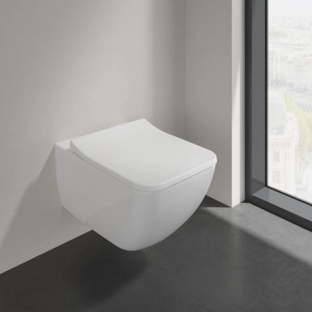 Villeroy&Boch Venticello Унитаз подвесной 375*560*330, безободковый, в комплекте сиденье SlimSeat с микролифтом, цвет альпийский белый