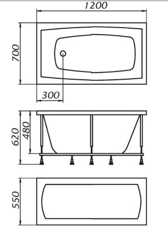 Акриловая ванна 1Marka Viola 120х70 см без гидромассажа