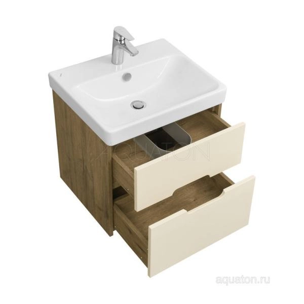 Тумба под раковину AQUATON Оливия 55 бежевый, дуб велл 1A254201OLVG0