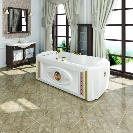 Ванна "ФЕРНАНДО" (чаша, рама-подставка на декоративных ножках, комплект панелей, подголовник - 2 шт., исполнение золото)