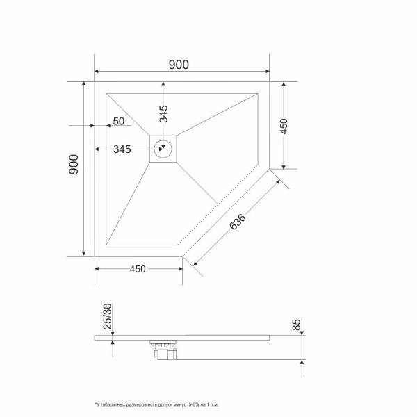 Поддон для душа RGW STone Tray 16155099-01 90x90 см (литьевой мрамор)