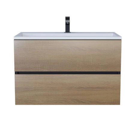 Тумба с раковиной для ванной для ванной Uperwood Barsa 70 см, раковина белая, подвесная тумба черная/дуб сонома