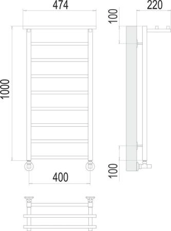 Полотенцесушитель Terminus Контур с/п П9 400х1000 водяной