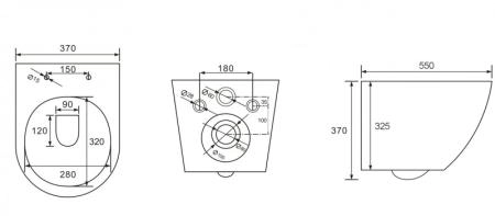 Унитаз ESBANO FORTEX торнадо черный матовый безободковый подвесной 555х370х370