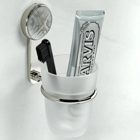 THG Hirondelles Platinum Stamped Стакан подвесной, стеклянный, цвет: Polished nickel