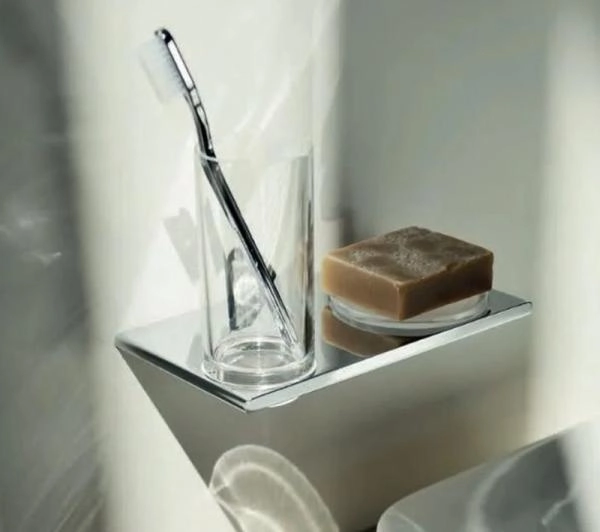 Двойной держатель со стаканом и мыльницей KEUCO Edition 400 11556019000 Матовый/прозрачный/хром