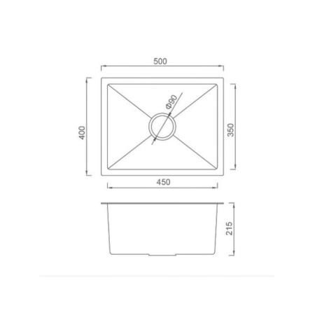 Кухонная мойка Gappo GS5040-6 500x400x215mm 0.8мм с коландером Черный