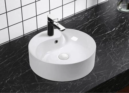 Раковина Cerutti SPA CR7009W накладная, белая, круглая, под смеситель, с переливом 465х465х145