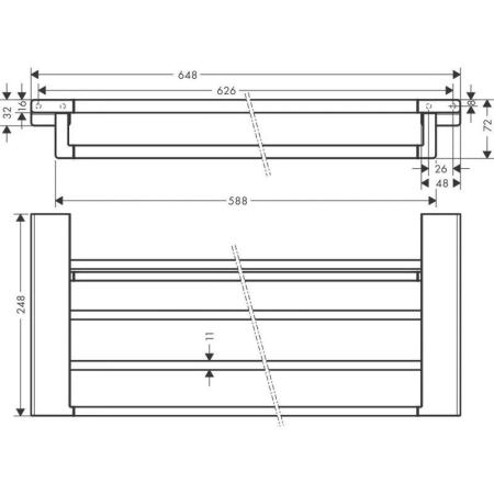 Полка для полотенец Hansgrohe 41751000 AddStoris L=648 мм, металл хром