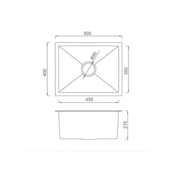 Кухонная мойка Gappo GS5040-6 500x400x215mm 0.8мм с коландером Черный