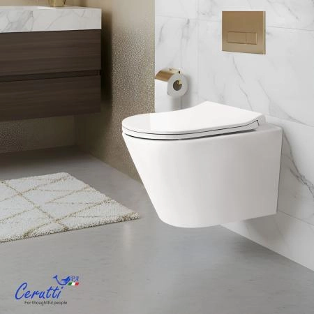 Унитаз подвесной CeruttiSPA ИРЕНЕО (IRENEO) Aria Tornado CT12148 безободковый (490х340х360)
