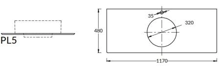 Столешница Kerama Marazzi PLAZA ПЛАЗА PL5.DL500920R\120 Столешница из керамогранита Фондамента 120, серая