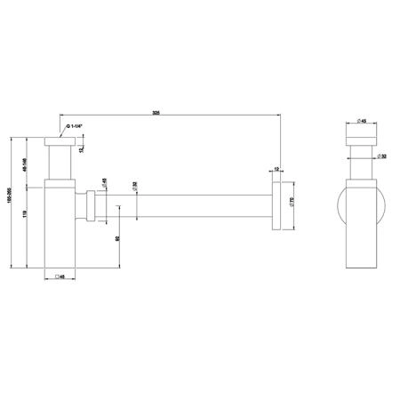 Gessi Eleganza Сифон для раковины, квадратный, под донный клапан, цвет: Black XL
