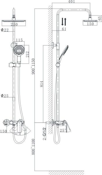 Душевая система D&K Venice Gondola (DA1023701B14)