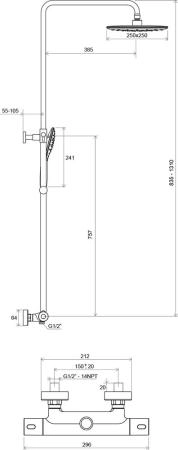 Душевая стойка Ravak Termo 300 TE 093.00/150 термостат X070099