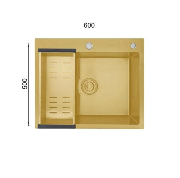 Кухонная мойка Gappo GS6050-3 60x50 сатин золотой нерж.сталь