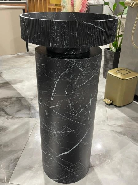Раковина накладная Boheme рифленая SOLE Corian 400*130 Nero Marquina 801-R-NM