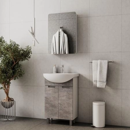 Тумба для ванной Volna Vario Z.50.2D Цемент напольная (Рива) раковина отдельно